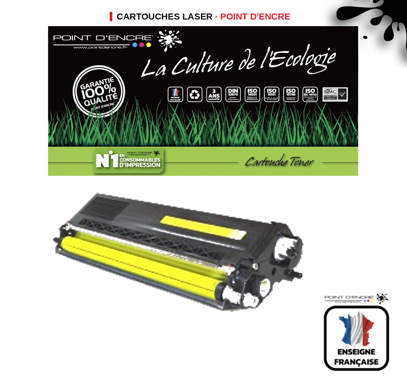 Cartouche laser POINT D'ENCRE Brother 326Y — JAUNE