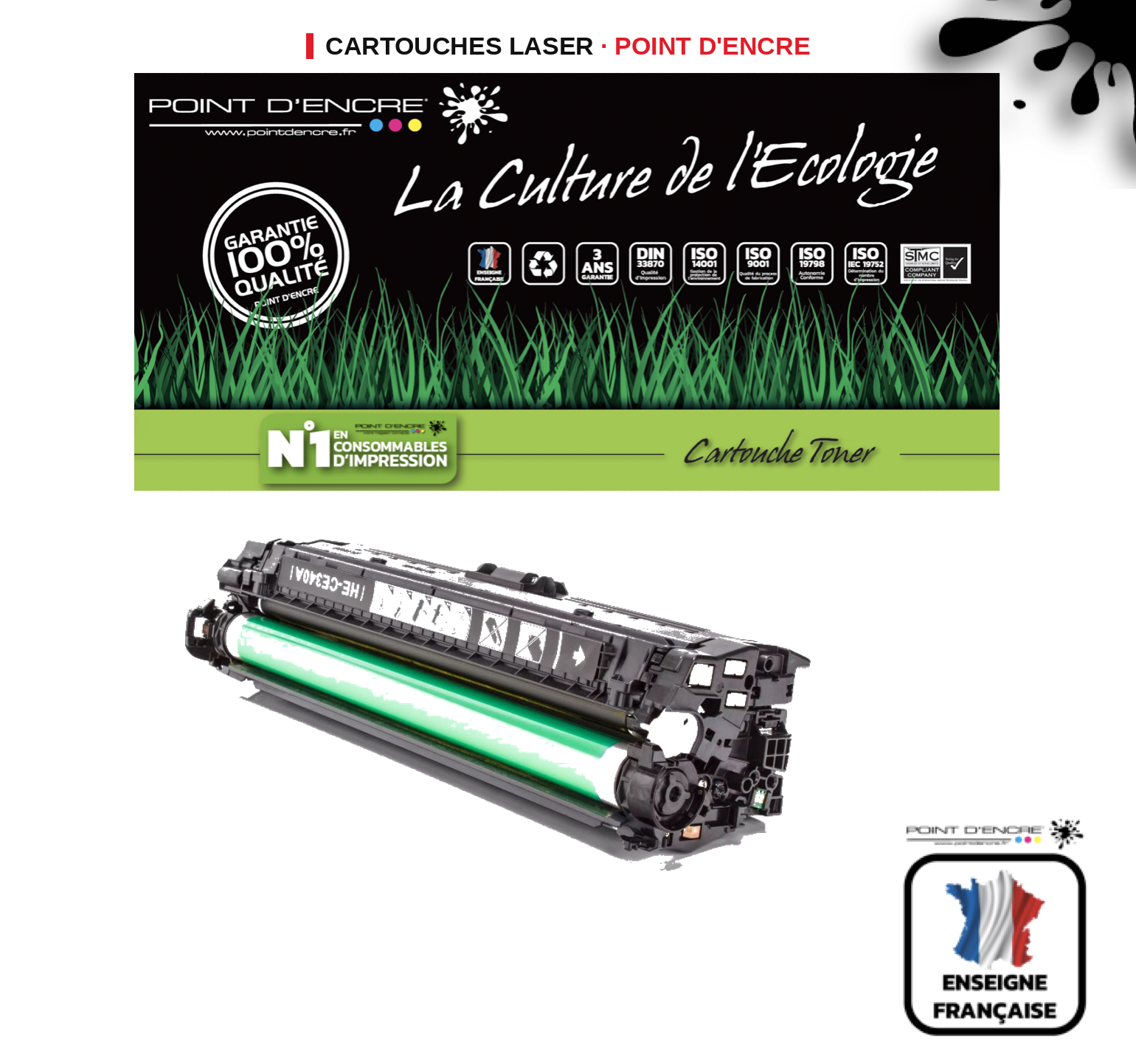 Cartouche laser POINT D'ENCRE Hp 651A — NOIR