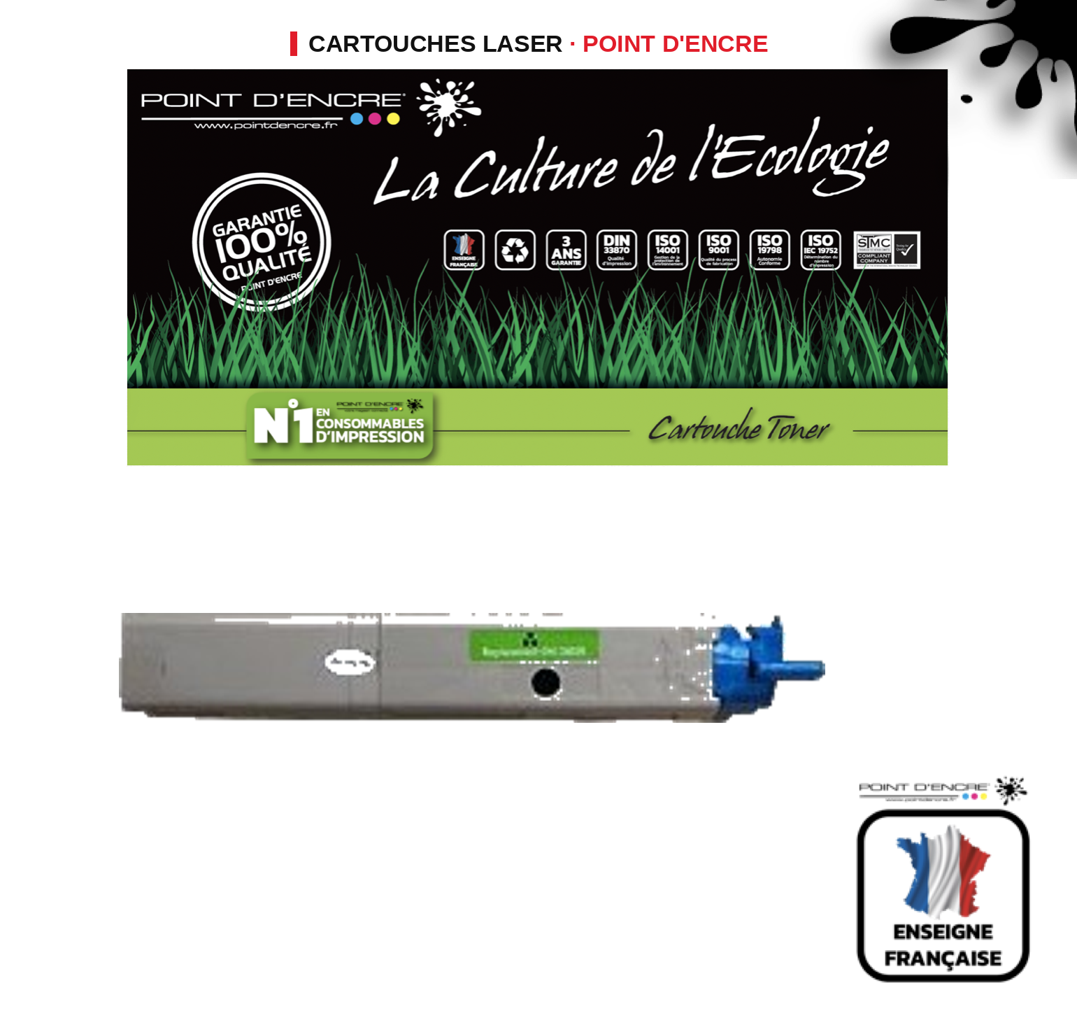 Cartouche laser POINT D'ENCRE Oki 43459332 — NOIR