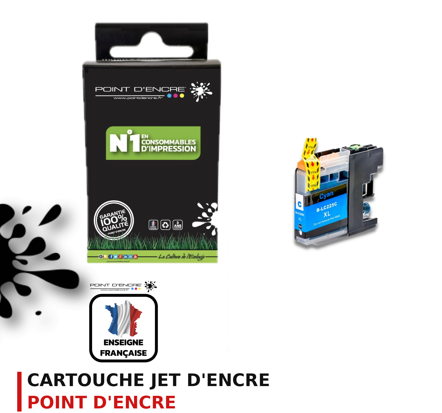 Cartouche d'encre POINT D'ENCRE Brother LC225XLC — CYAN