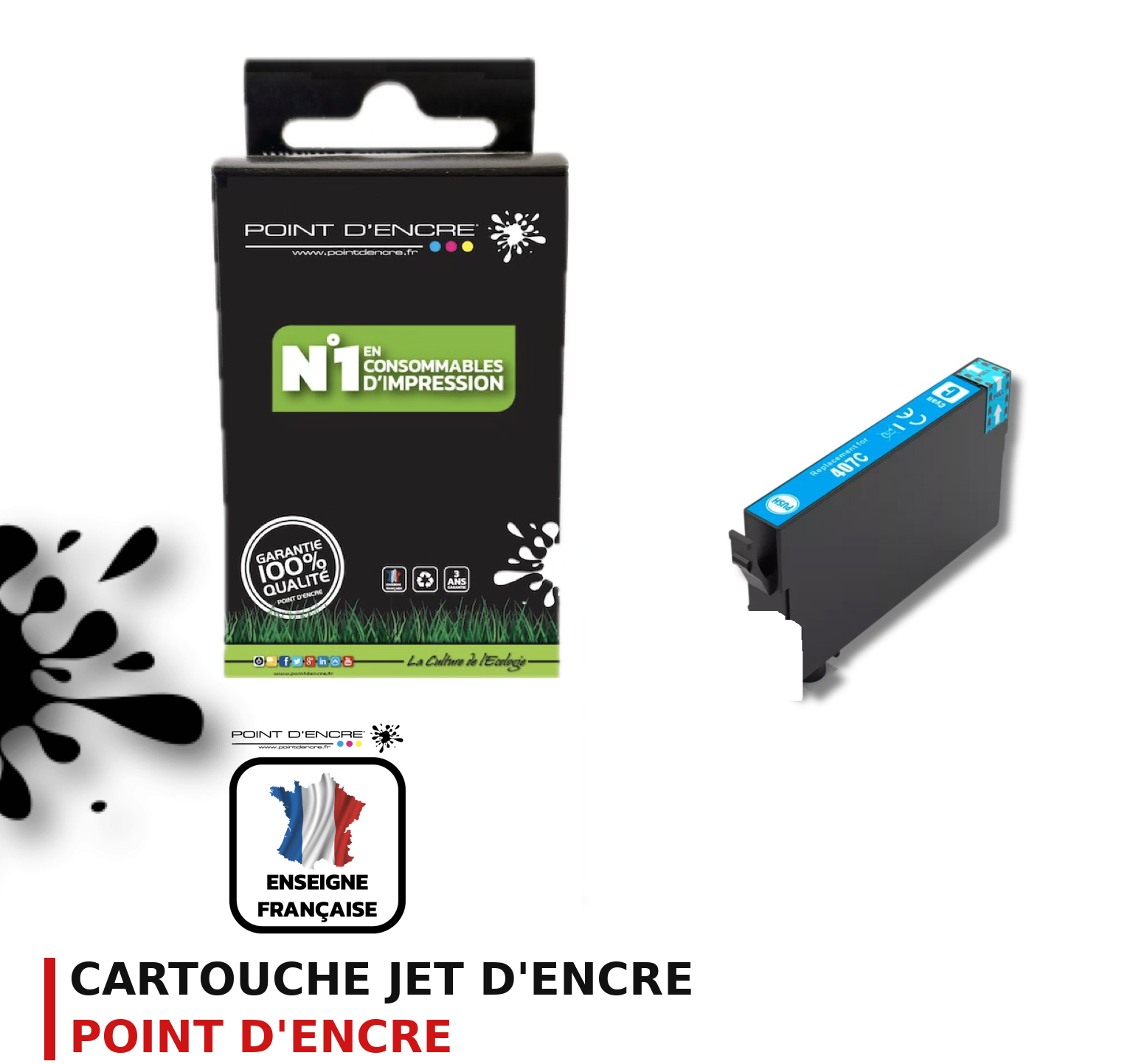 Cartouche d'encre POINT D'ENCRE Epson 407 — CYAN