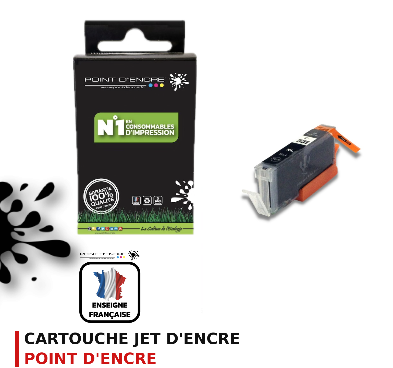 Cartouche d'encre POINT D'ENCRE Canon 551BK — NOIR
