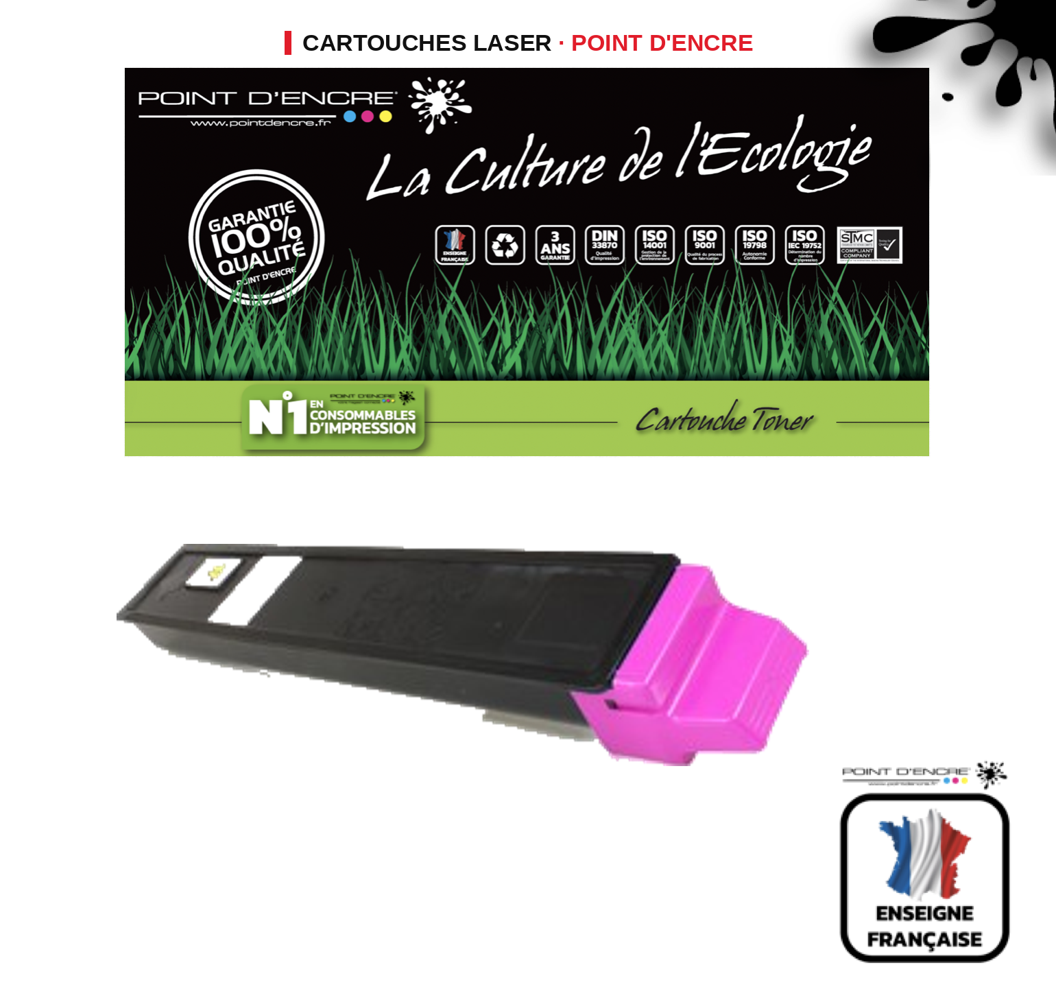Cartouche laser POINT D'ENCRE Kyocera 895M — MAGENTA