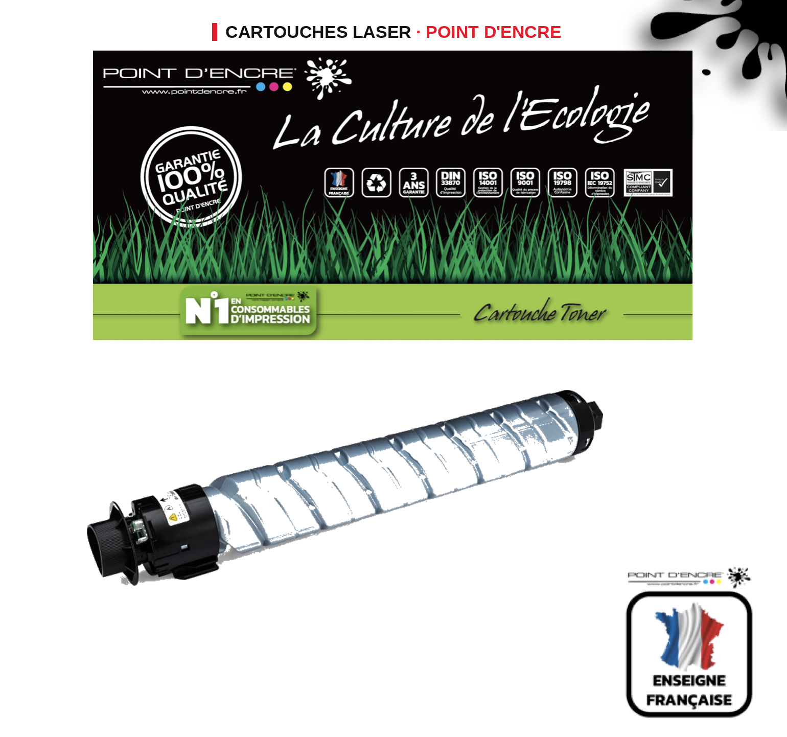 Cartouche laser POINT D'ENCRE Ricoh IMC2010 — NOIR