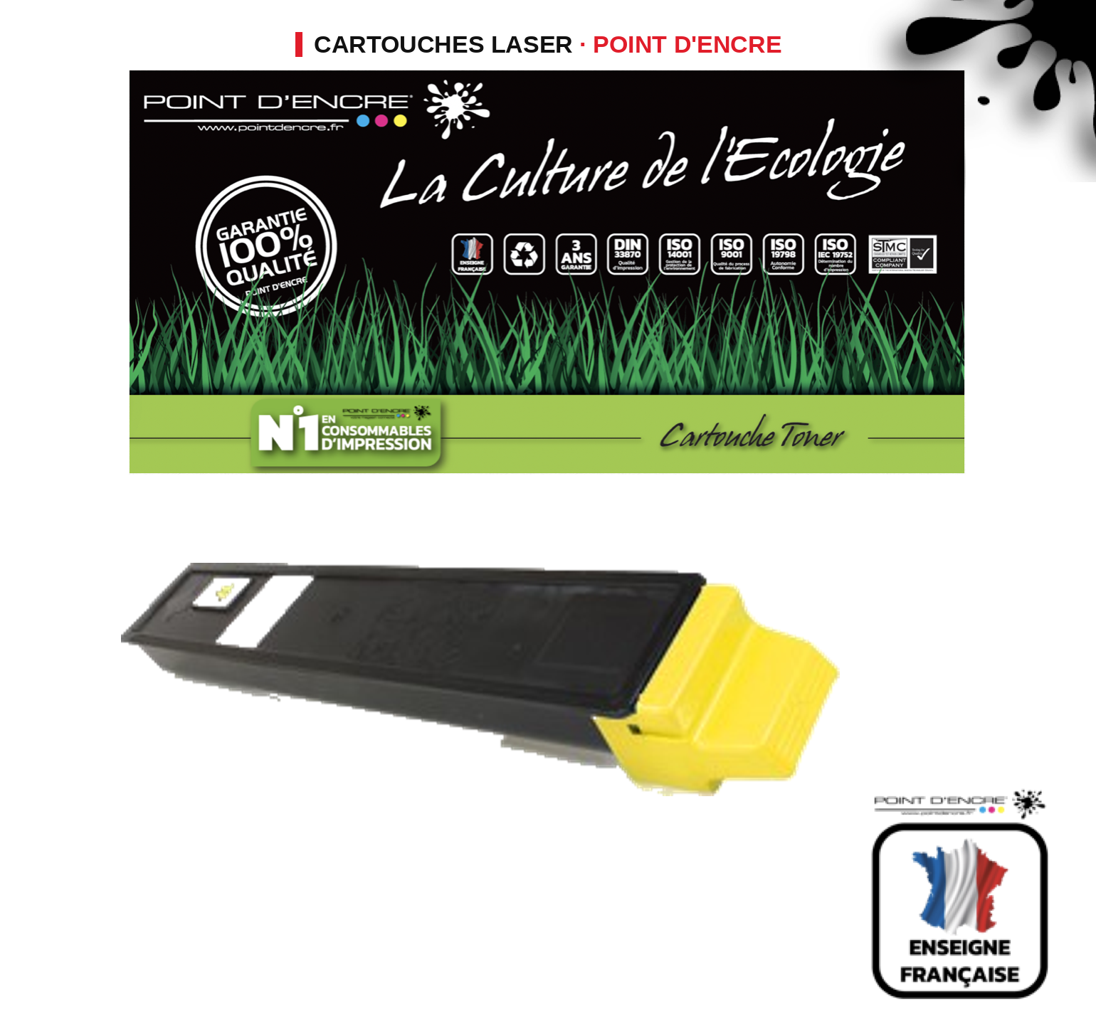 Cartouche laser POINT D'ENCRE Kyocera 895Y — JAUNE