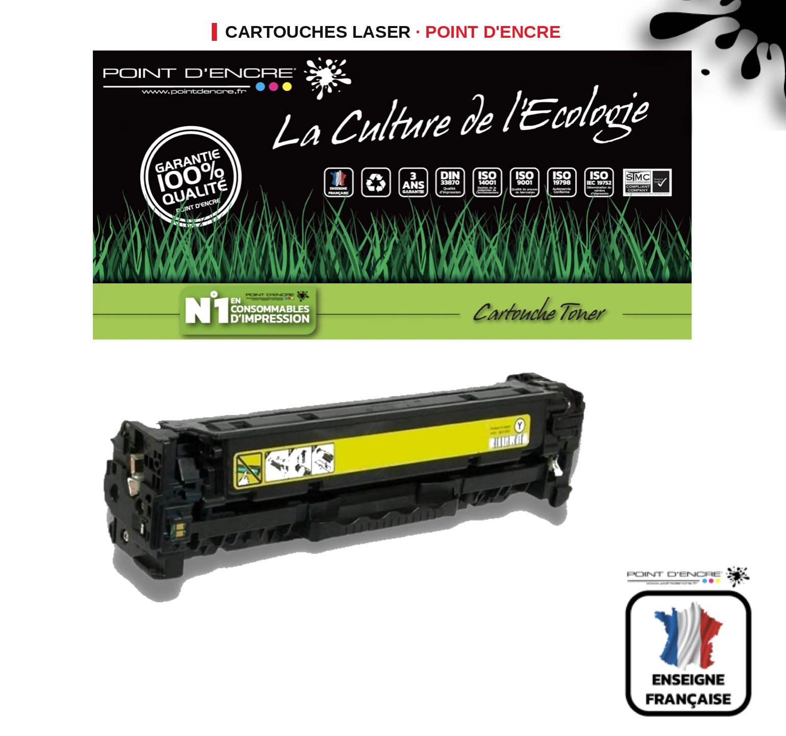 Cartouche laser POINT D'ENCRE Hp 201XL — JAUNE