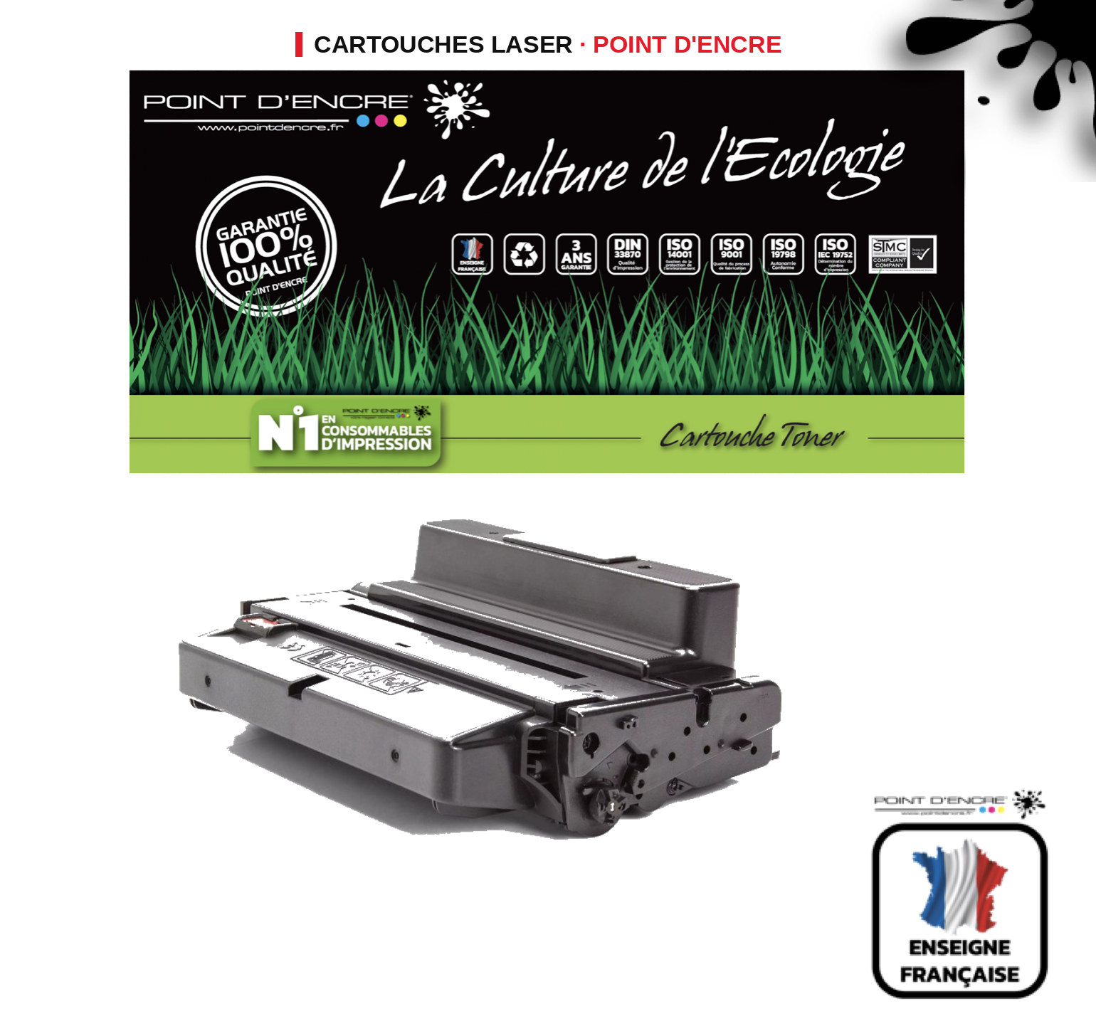 Cartouche laser POINT D'ENCRE Samsung 205L — NOIR