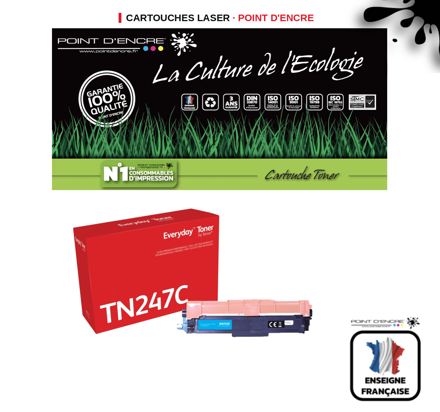 Cartouche laser POINT D'ENCRE Brother TN247 — CYAN