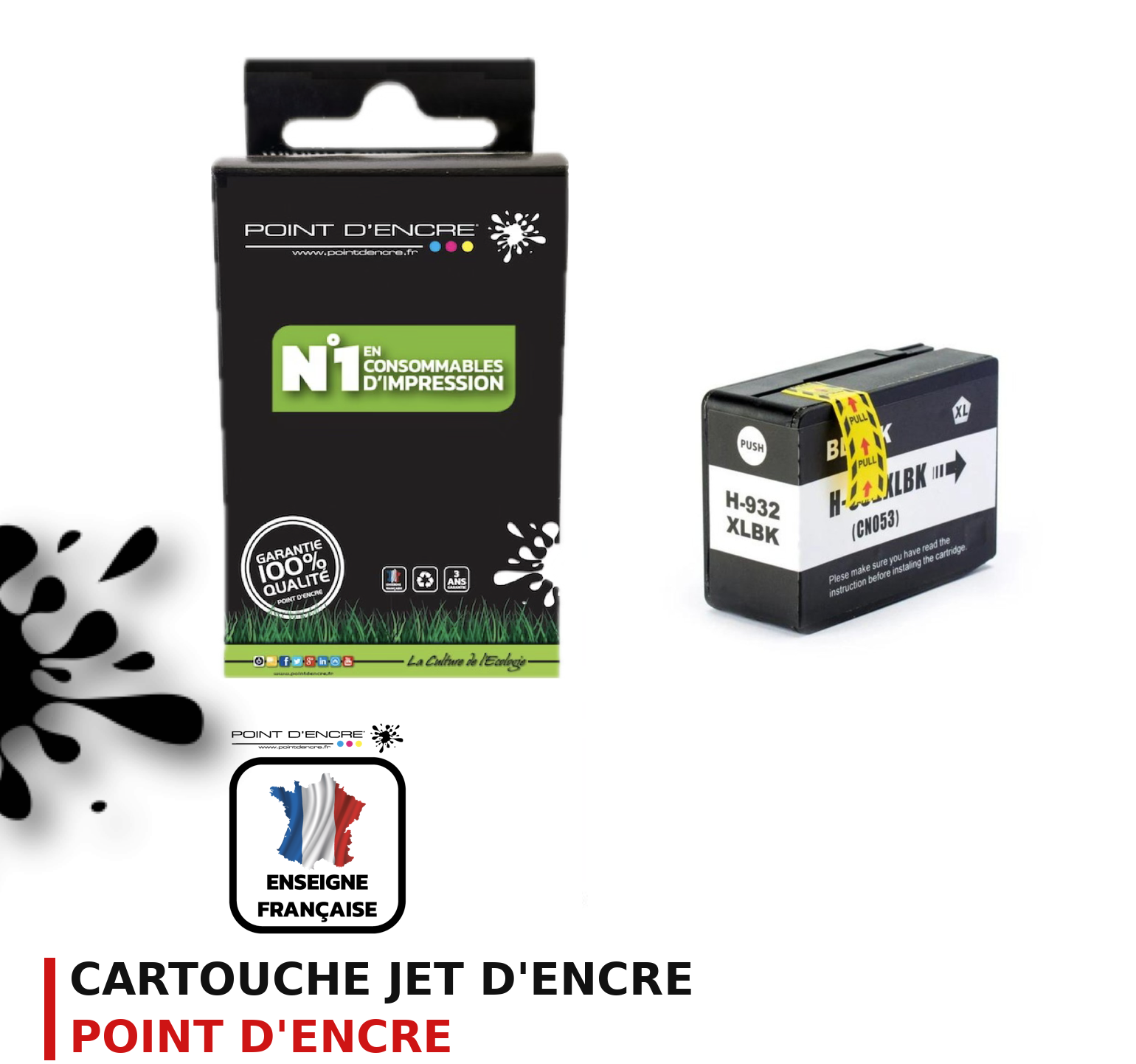 Cartouche d'encre POINT D'ENCRE Hp 932XL — NOIR