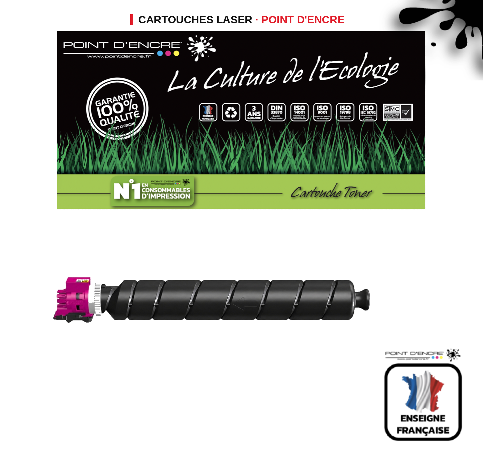 Cartouche laser POINT D'ENCRE Kyocera TK8625 — MAGENTA