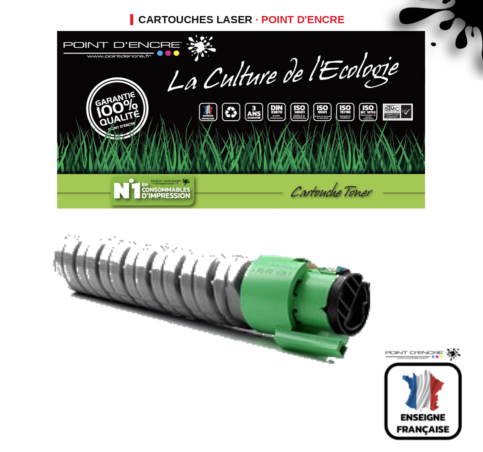 Cartouche laser POINT D'ENCRE Ricoh C410DN — NOIR
