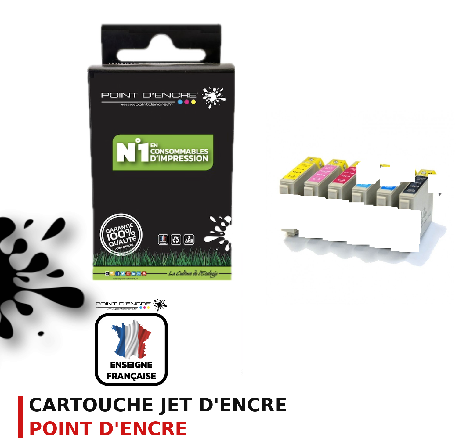 Cartouche d'encre POINT D'ENCRE Epson T080 — PACK