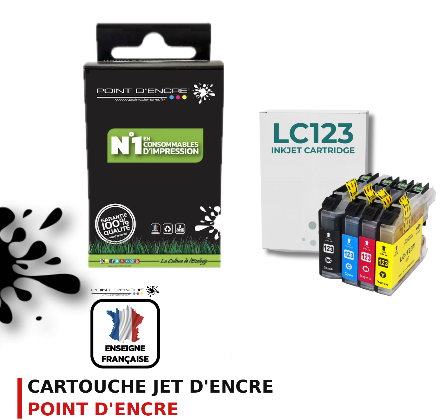 Cartouche d'encre POINT D'ENCRE Brother 123 — PACK