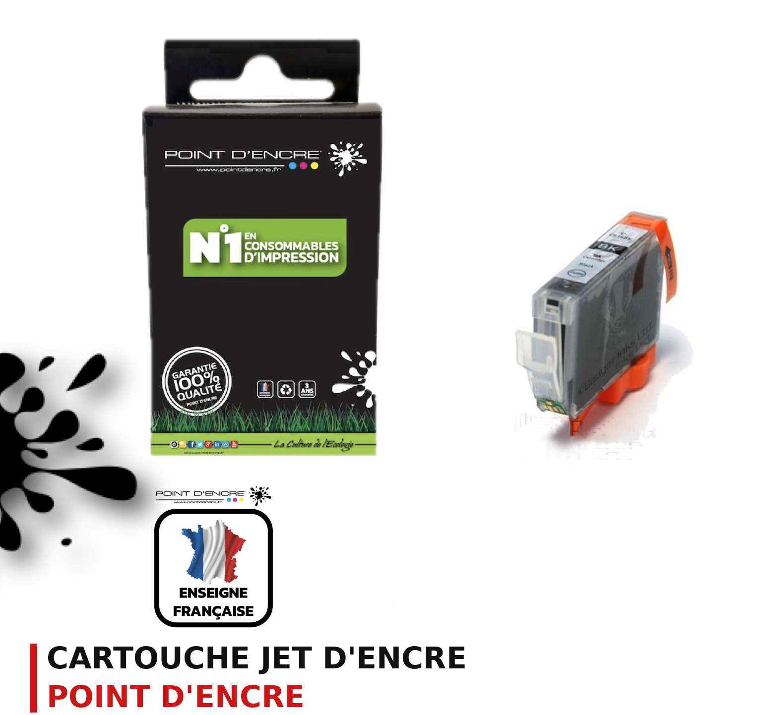 Cartouche d'encre POINT D'ENCRE Canon 526 — NOIR