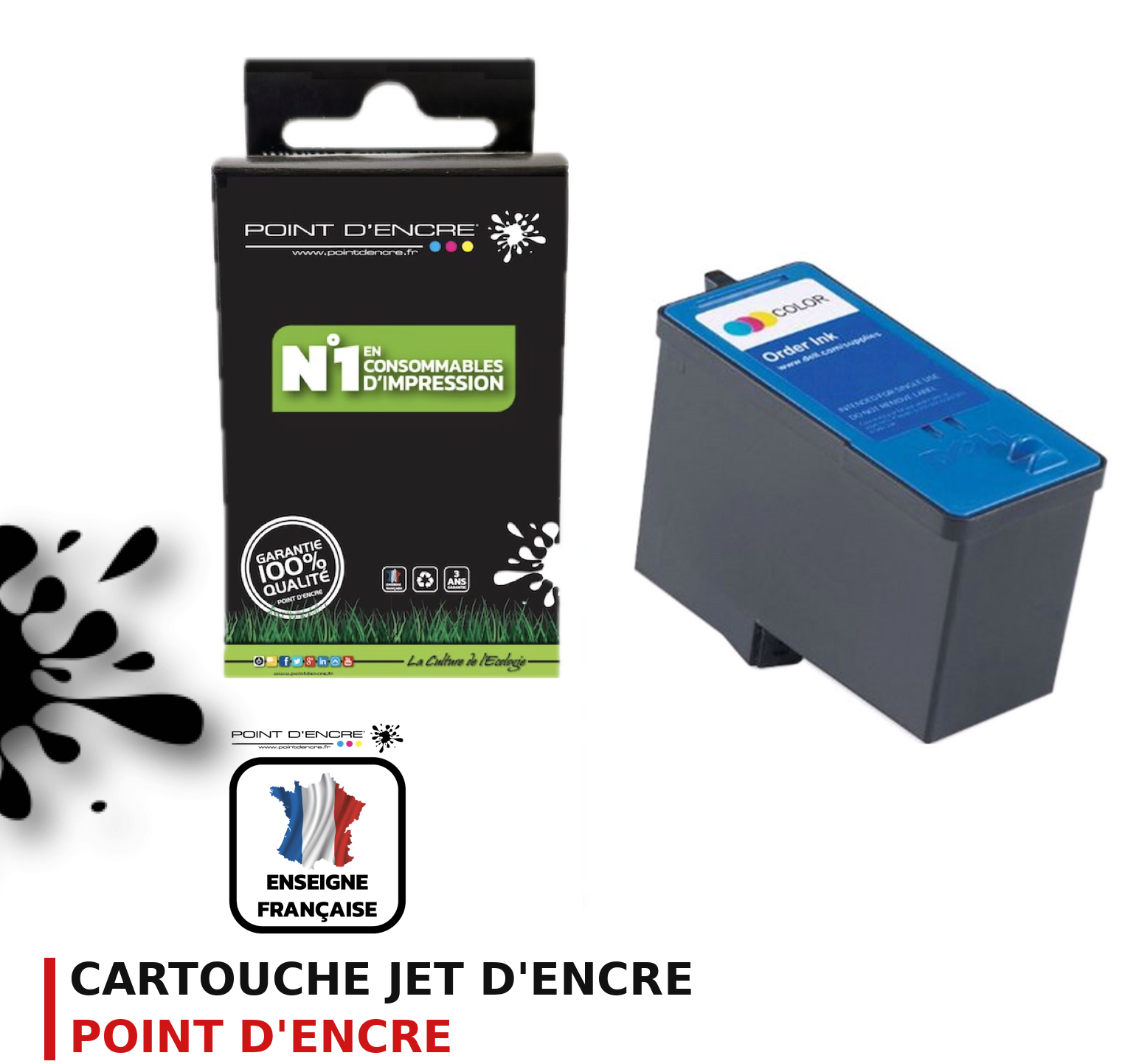 Cartouche d'encre POINT D'ENCRE Dell JP453 — COULEUR