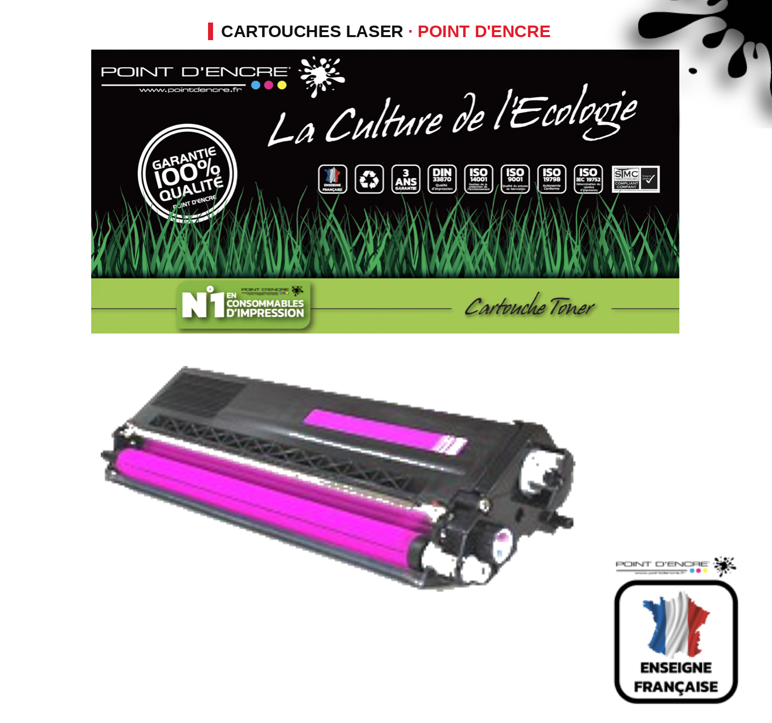 Cartouche laser POINT D'ENCRE Brother 326M — MAGENTA