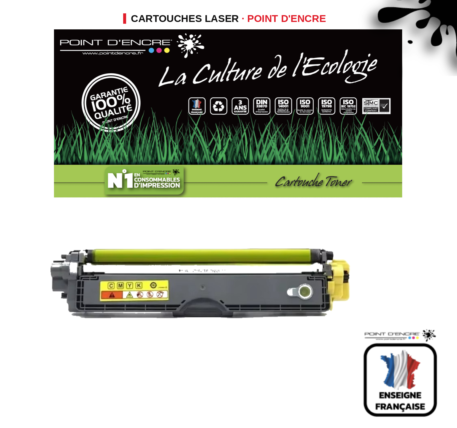 Cartouche laser POINT D'ENCRE Brother 249Y — JAUNE