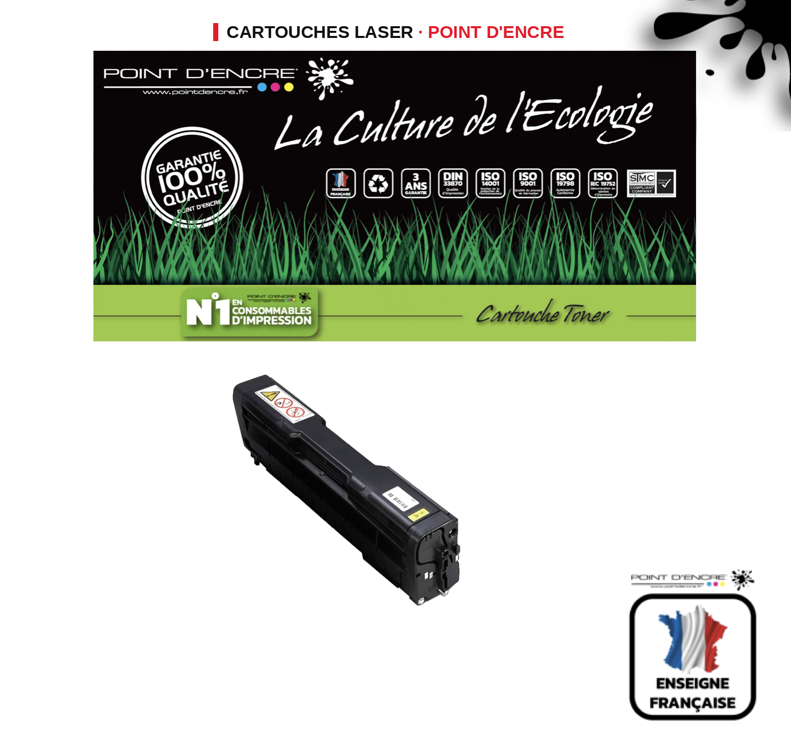 Cartouche laser POINT D'ENCRE Ricoh C360 — JAUNE
