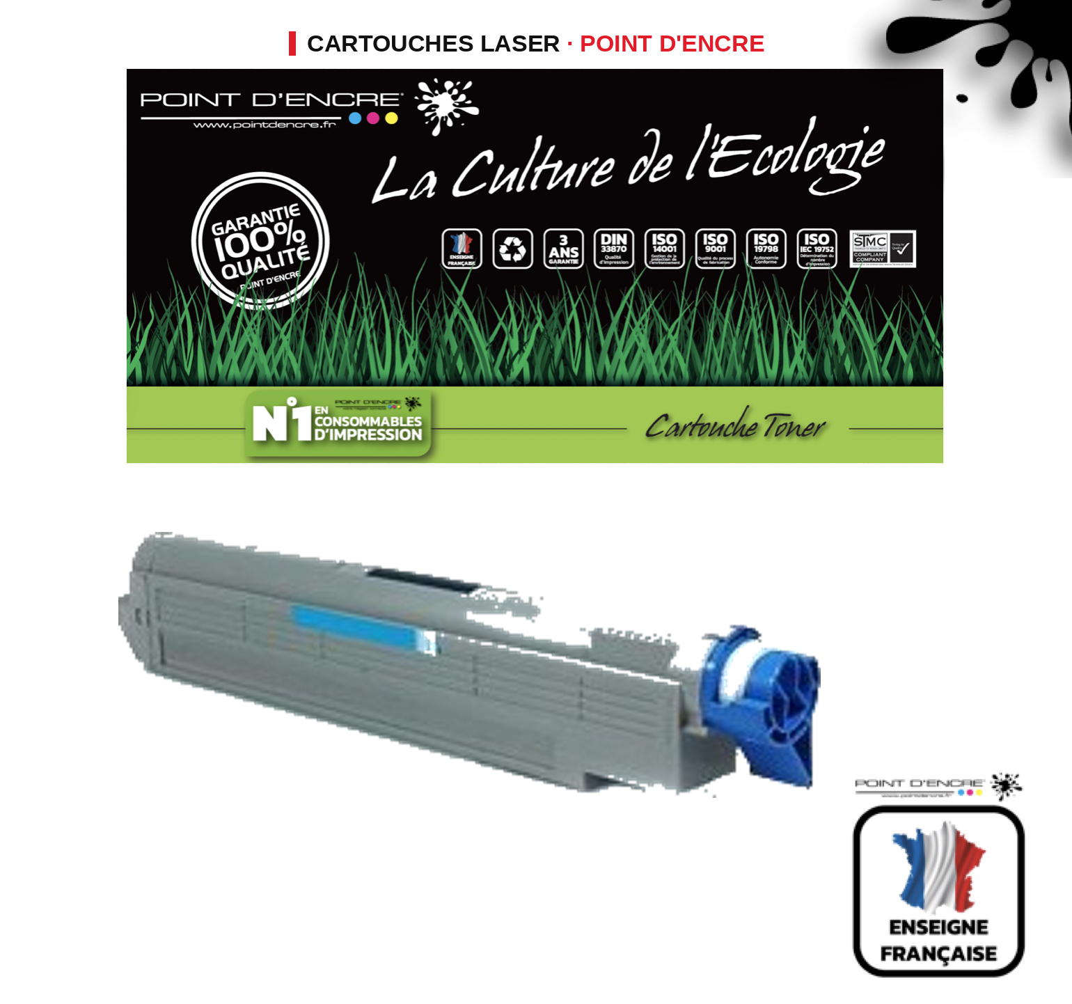 Cartouche laser POINT D'ENCRE Oki C9600 — CYAN