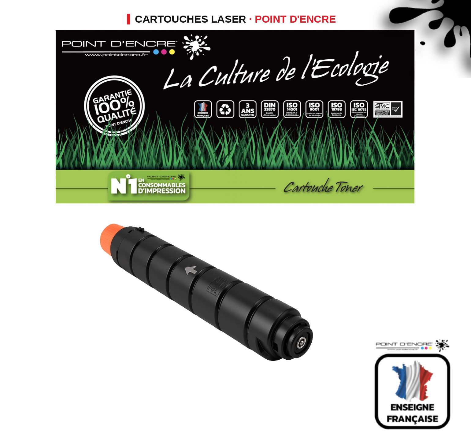 Cartouche laser POINT D'ENCRE Canon T01 — NOIR