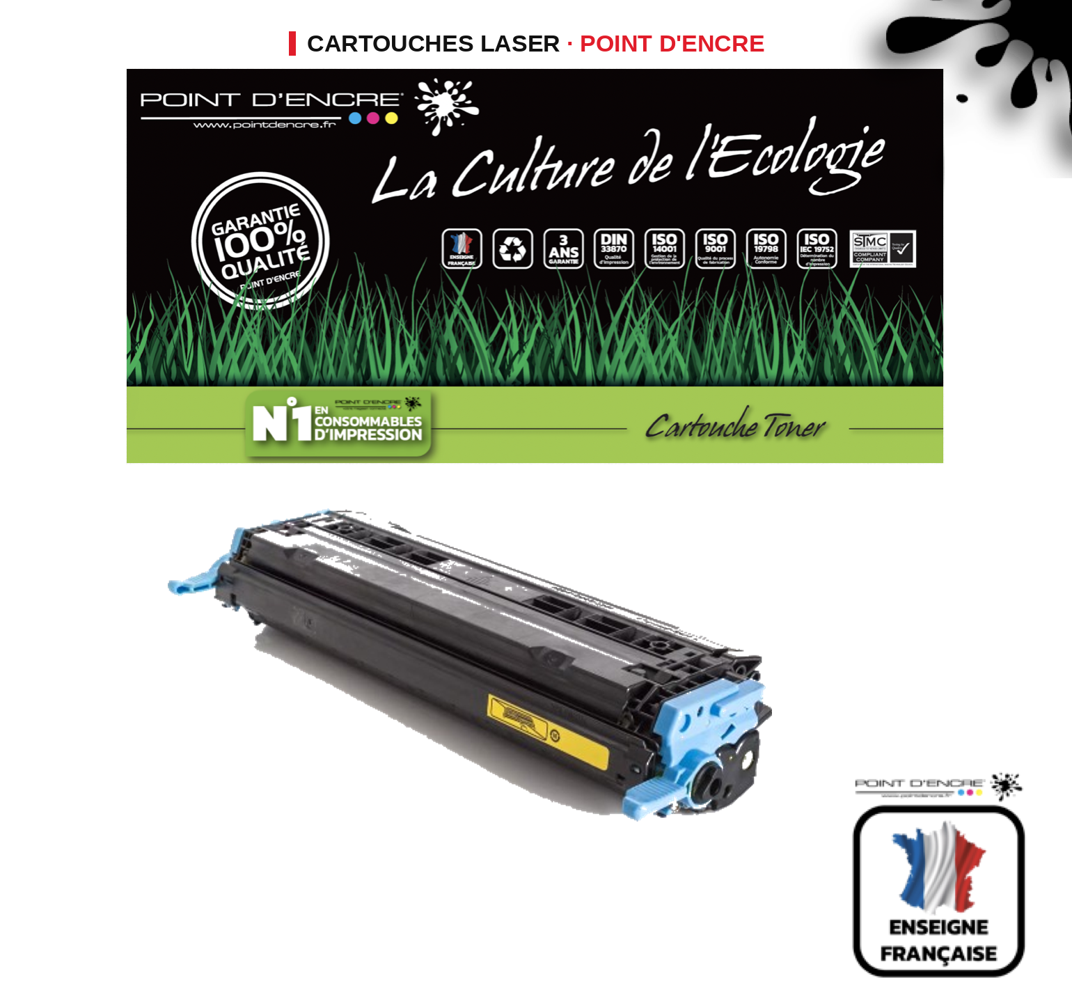Cartouche laser POINT D'ENCRE  124A — JAUNE