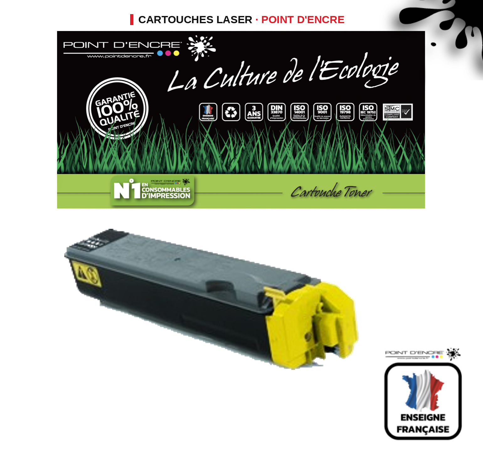 Cartouche laser POINT D'ENCRE Kyocera TK510 — JAUNE