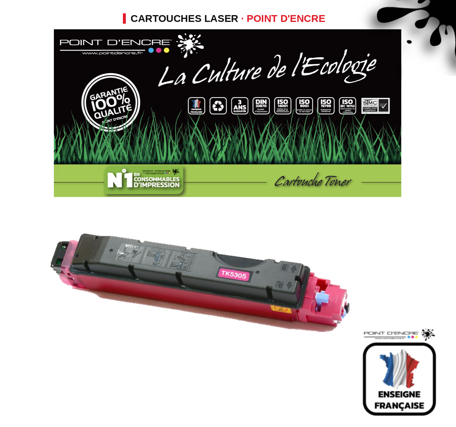 Cartouche laser POINT D'ENCRE Kyocera TK5405 — MAGENTA