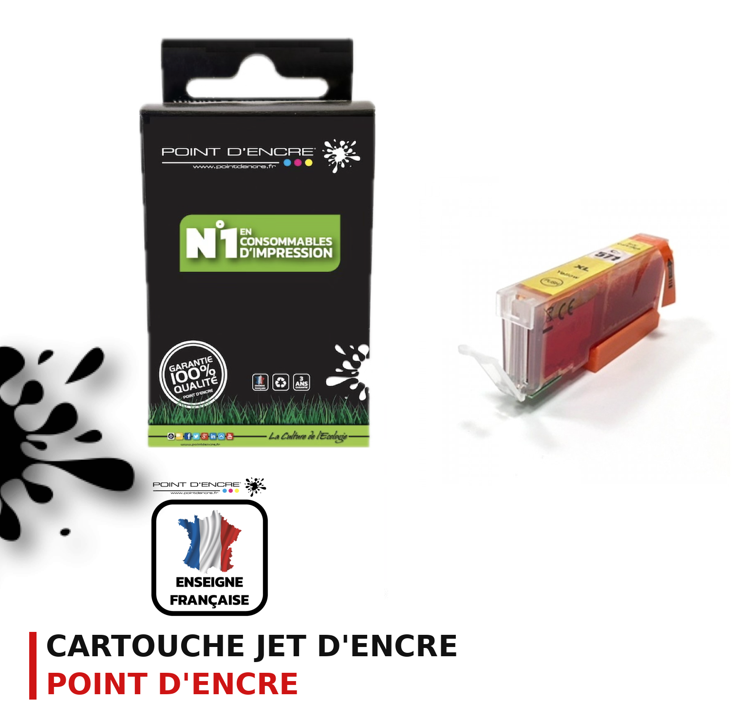 Cartouche d'encre POINT D'ENCRE Canon 571 — JAUNE
