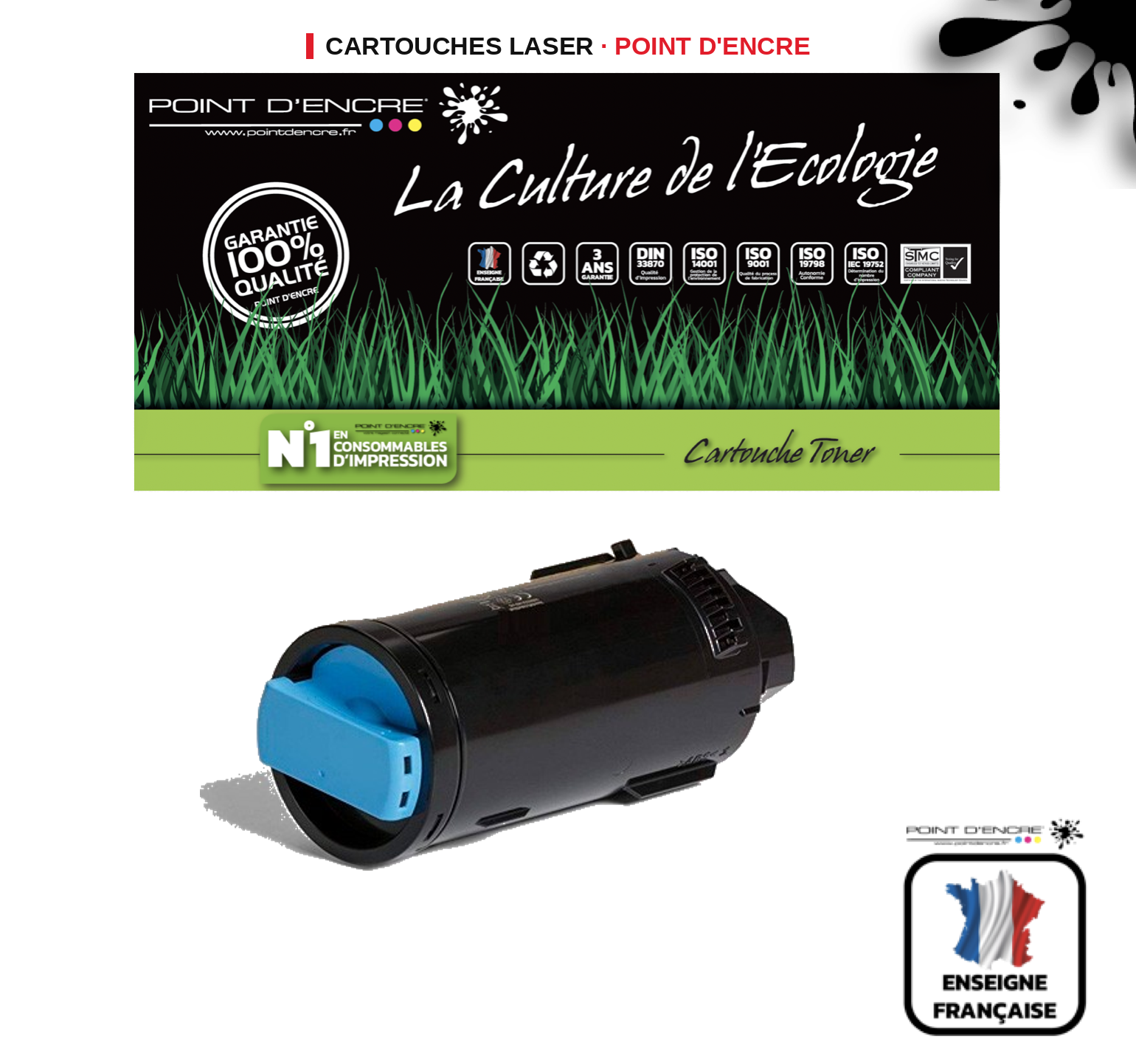 Cartouche laser POINT D'ENCRE Xerox C600 — CYAN