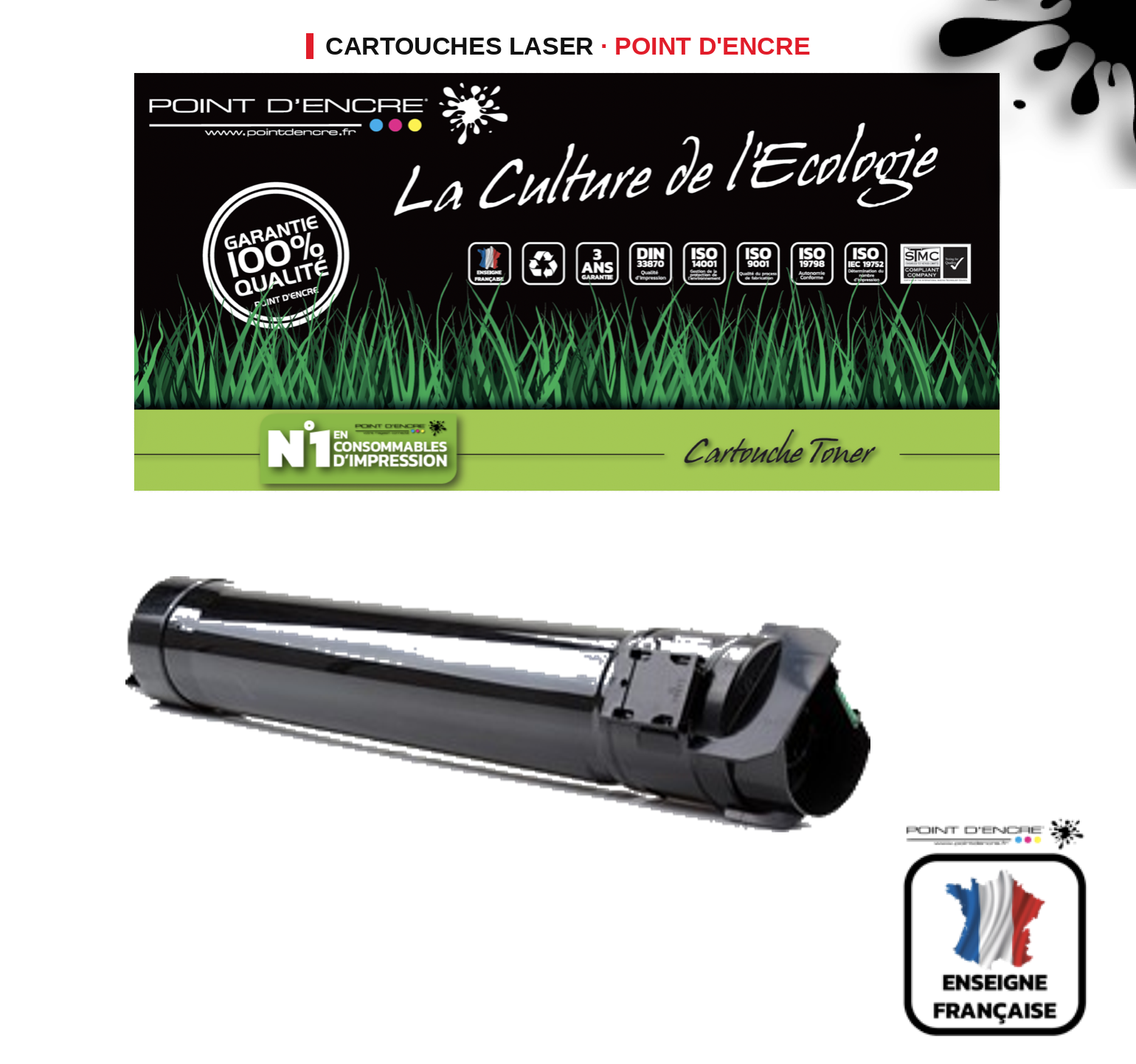 Cartouche laser POINT D'ENCRE Xerox 7525 — NOIR