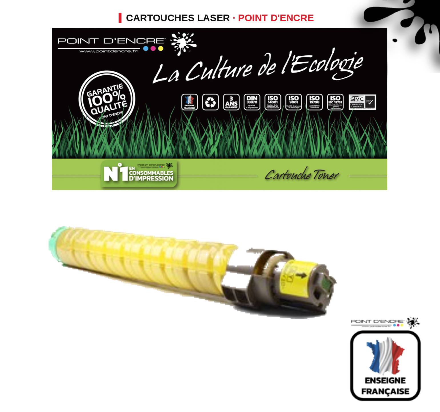 Cartouche laser POINT D'ENCRE Ricoh C306 — JAUNE