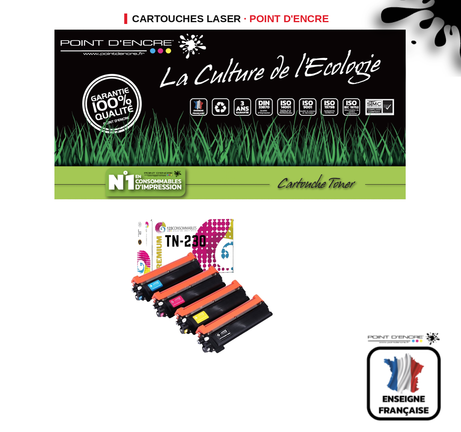 Cartouche laser POINT D'ENCRE Brother 230 — PACK