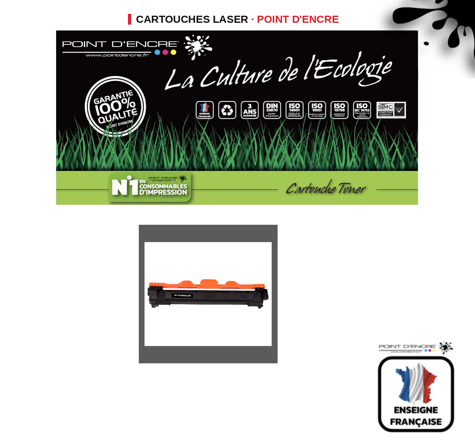 Cartouche laser POINT D'ENCRE Brother TN1050 — NOIR