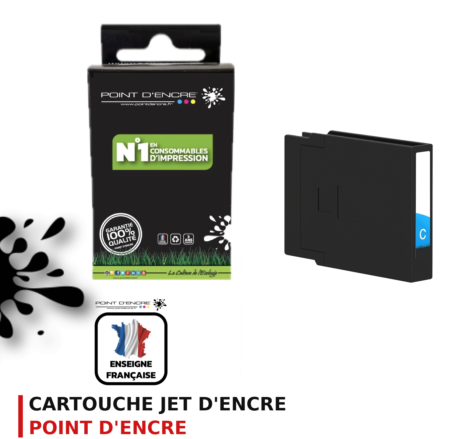 Cartouche d'encre POINT D'ENCRE Epson T13X2 — CYAN