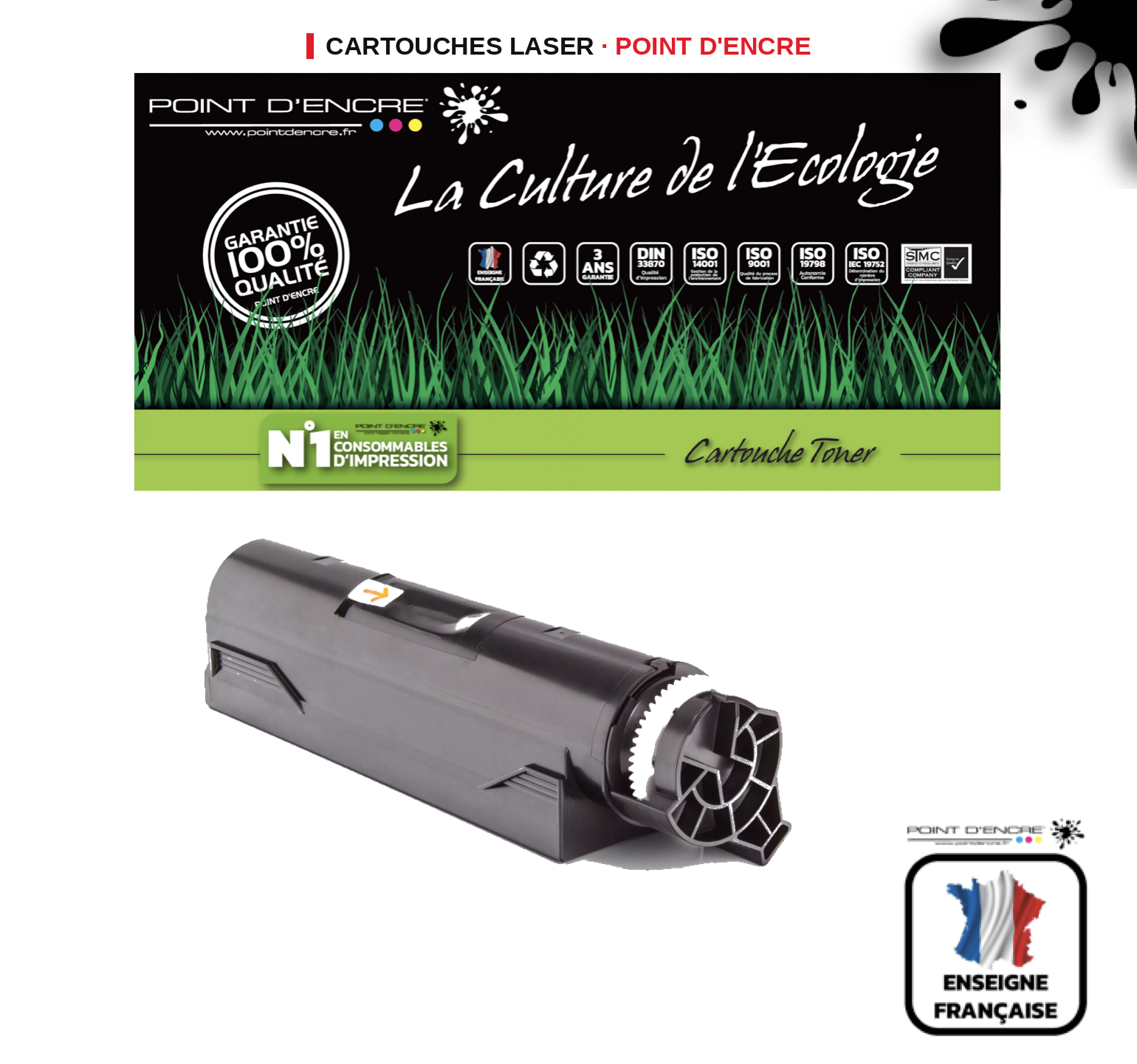 Cartouche laser POINT D'ENCRE Oki 45807106 — NOIR