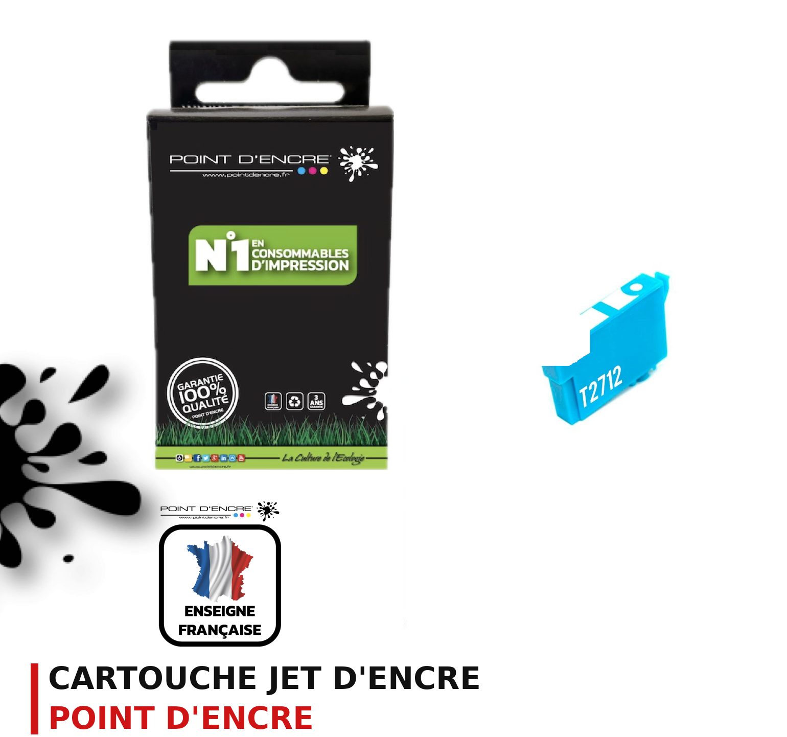 Cartouche d'encre POINT D'ENCRE Epson 27XL — CYAN