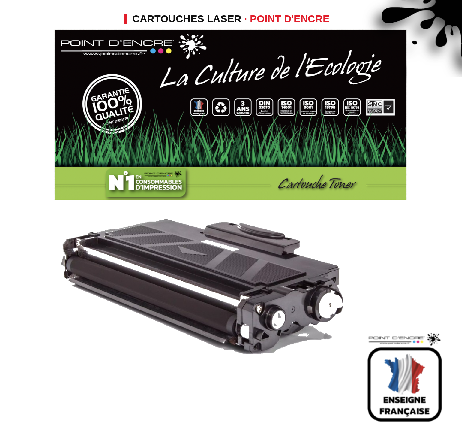 Cartouche laser POINT D'ENCRE Brother 2220 — NOIR