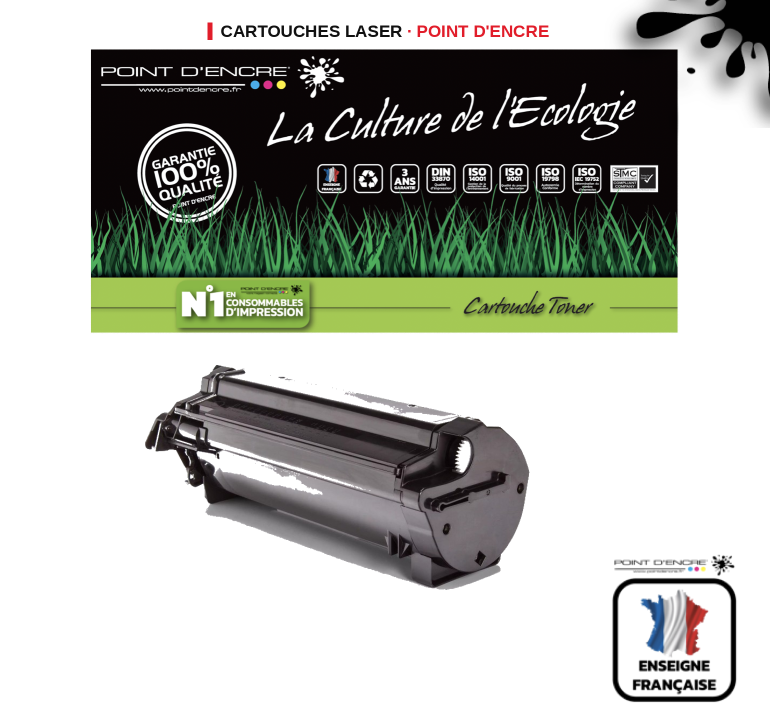 Cartouche laser POINT D'ENCRE Lexmark 602H — NOIR