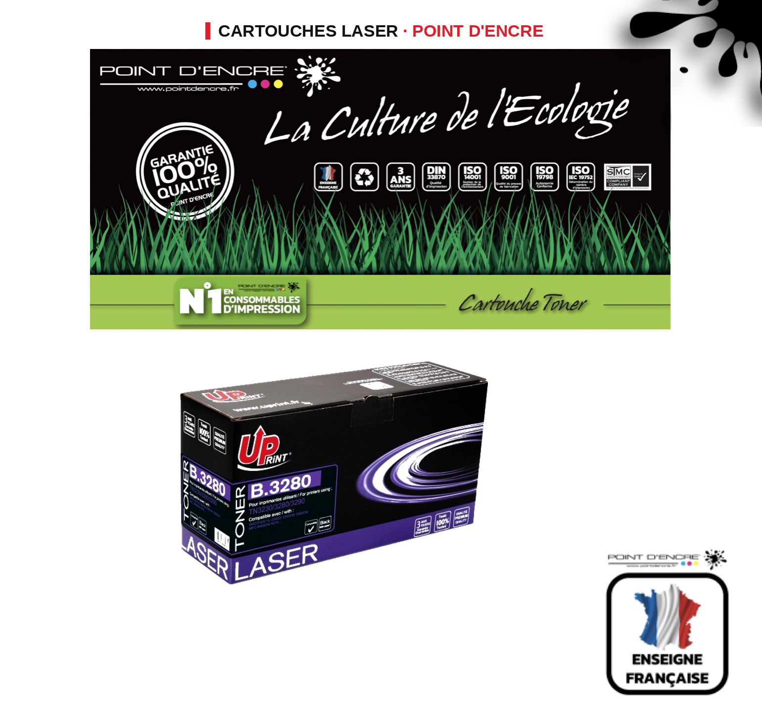 Cartouche laser POINT D'ENCRE Brother TN3280 — NOIR