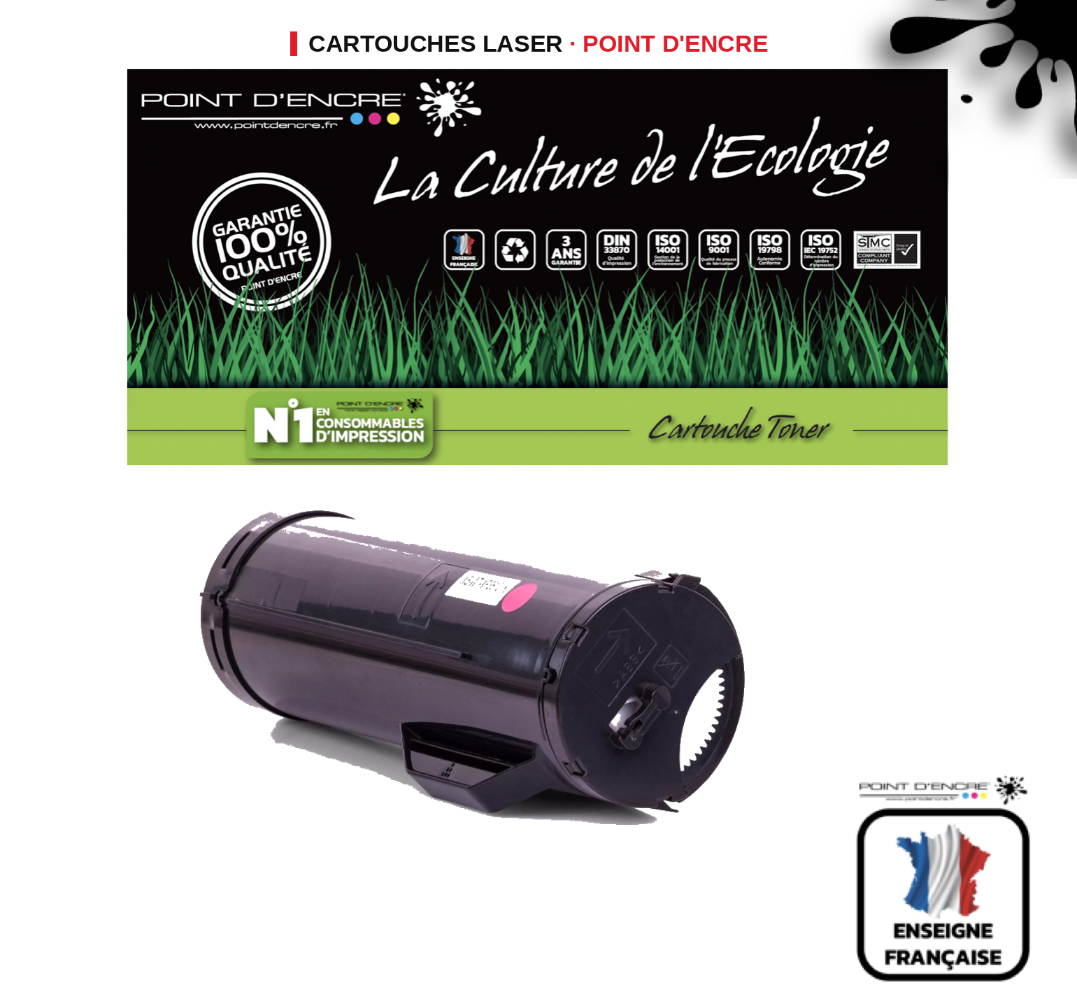 Cartouche laser POINT D'ENCRE Xerox 106R02722 — NOIR