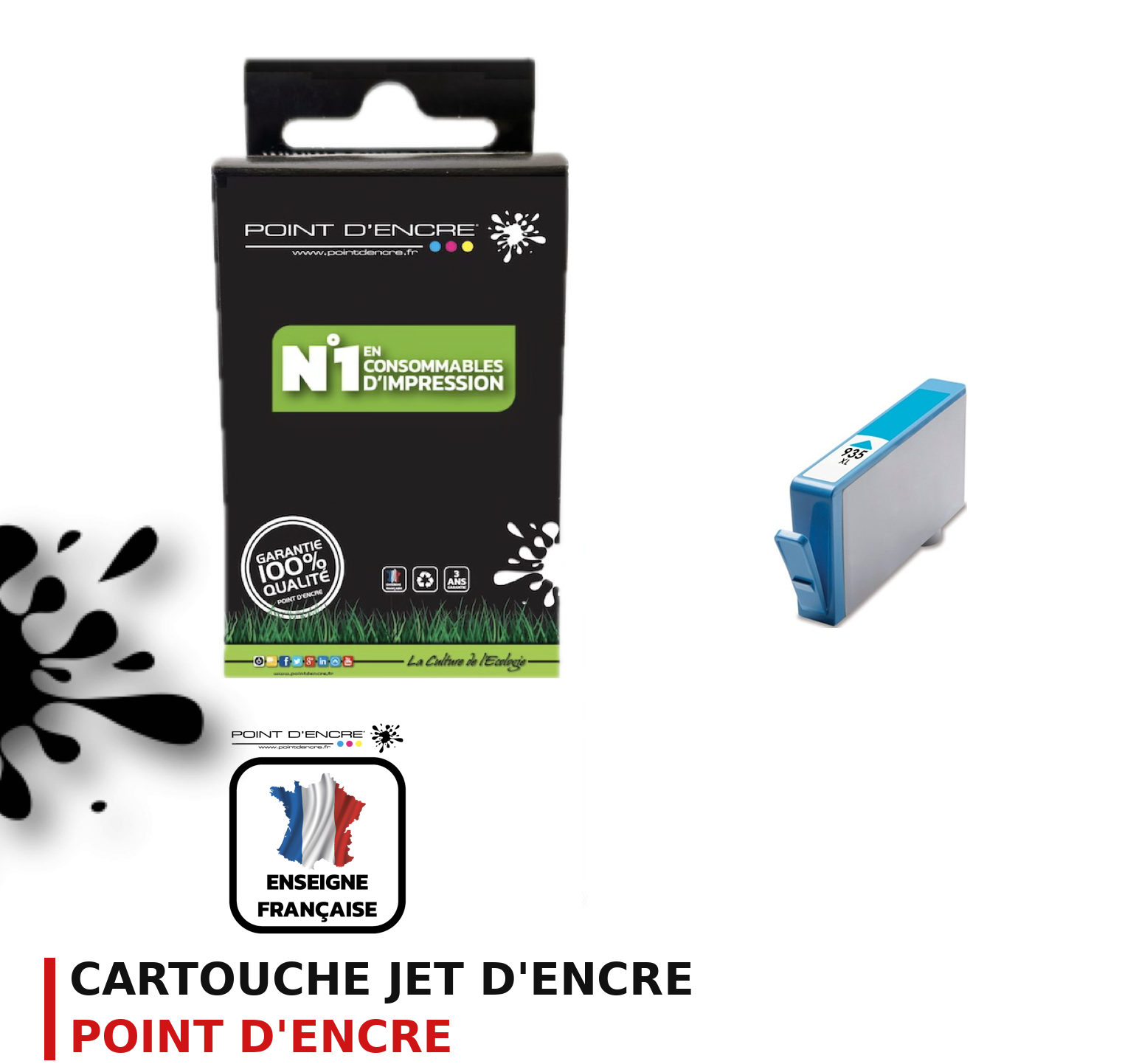 Cartouche d'encre POINT D'ENCRE Hp 935XL — CYAN