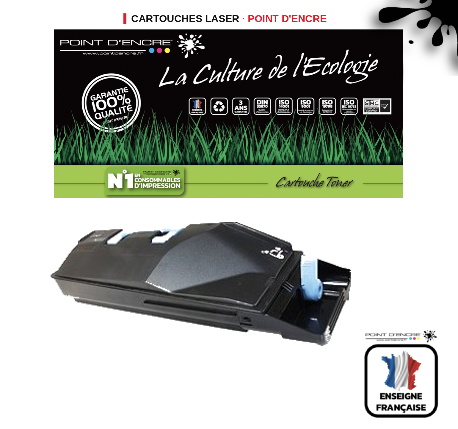 Cartouche laser POINT D'ENCRE Kyocera 880 — NOIR