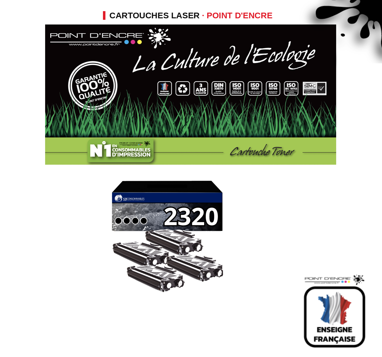 Cartouche laser POINT D'ENCRE Brother 2320 — NOIR