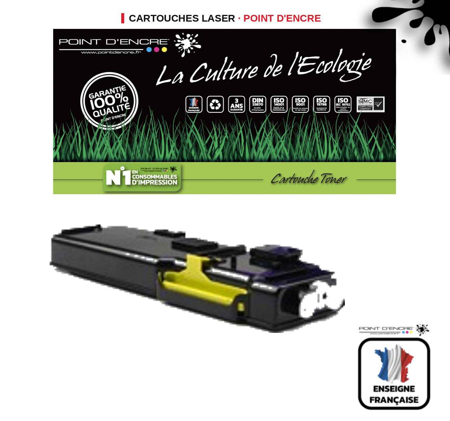 Cartouche laser POINT D'ENCRE Xerox 6600 — JAUNE