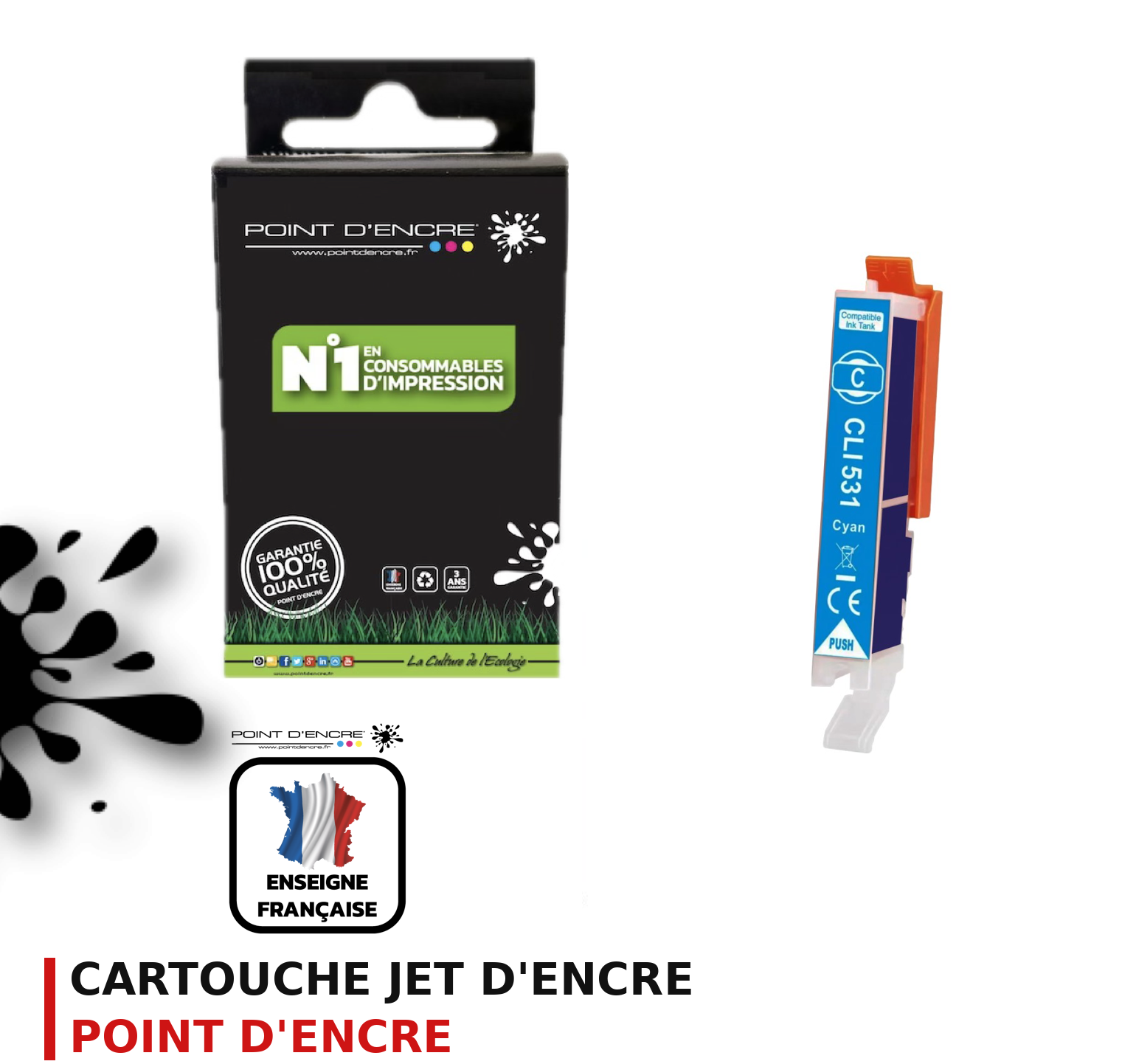 Cartouche d'encre POINT D'ENCRE Canon 531C — CYAN