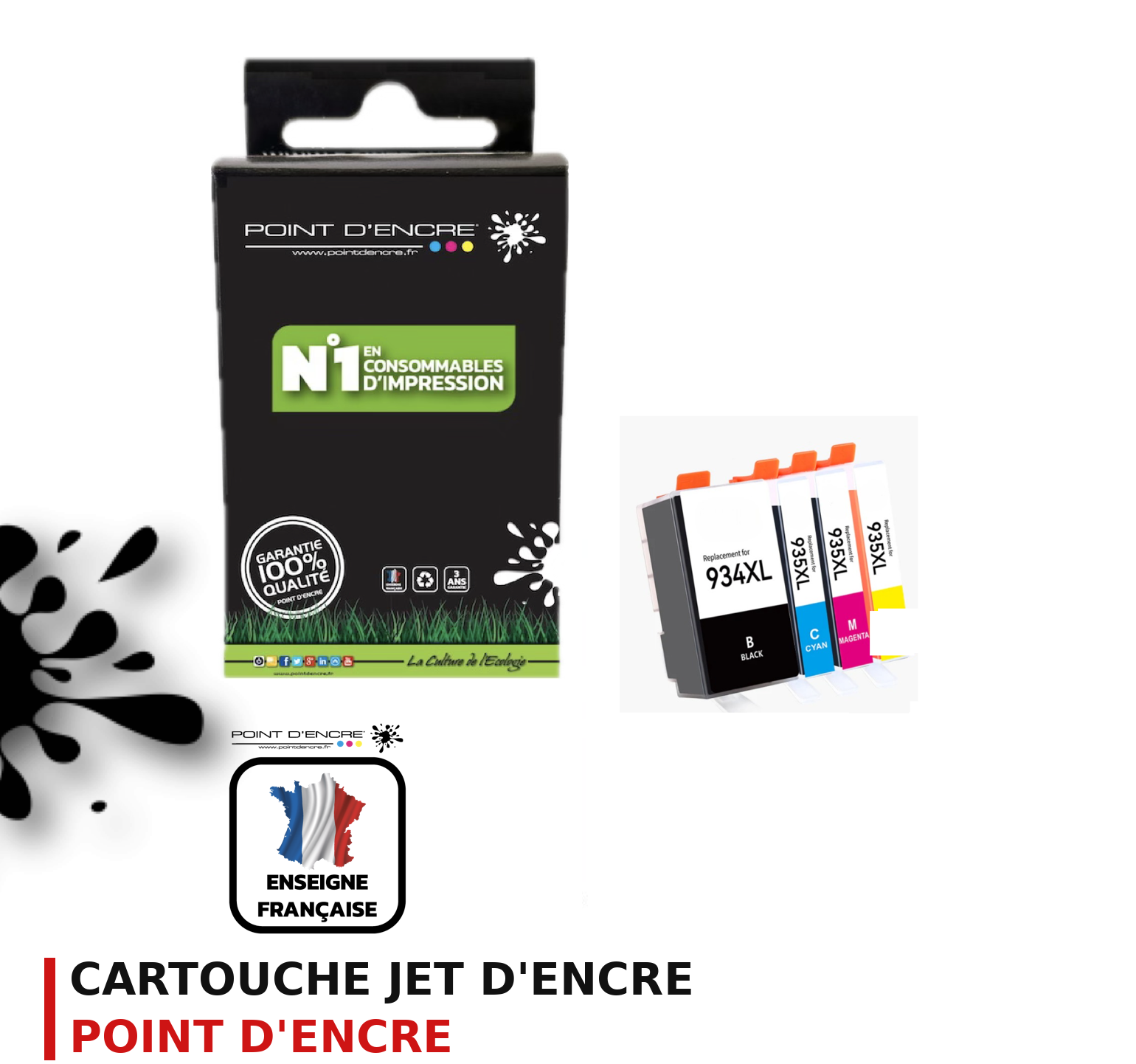 Cartouche d'encre POINT D'ENCRE Hp 934XL — PACK