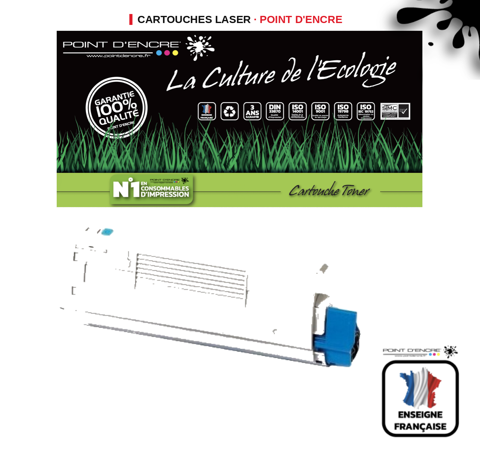 Cartouche laser POINT D'ENCRE Oki C532DN — CYAN