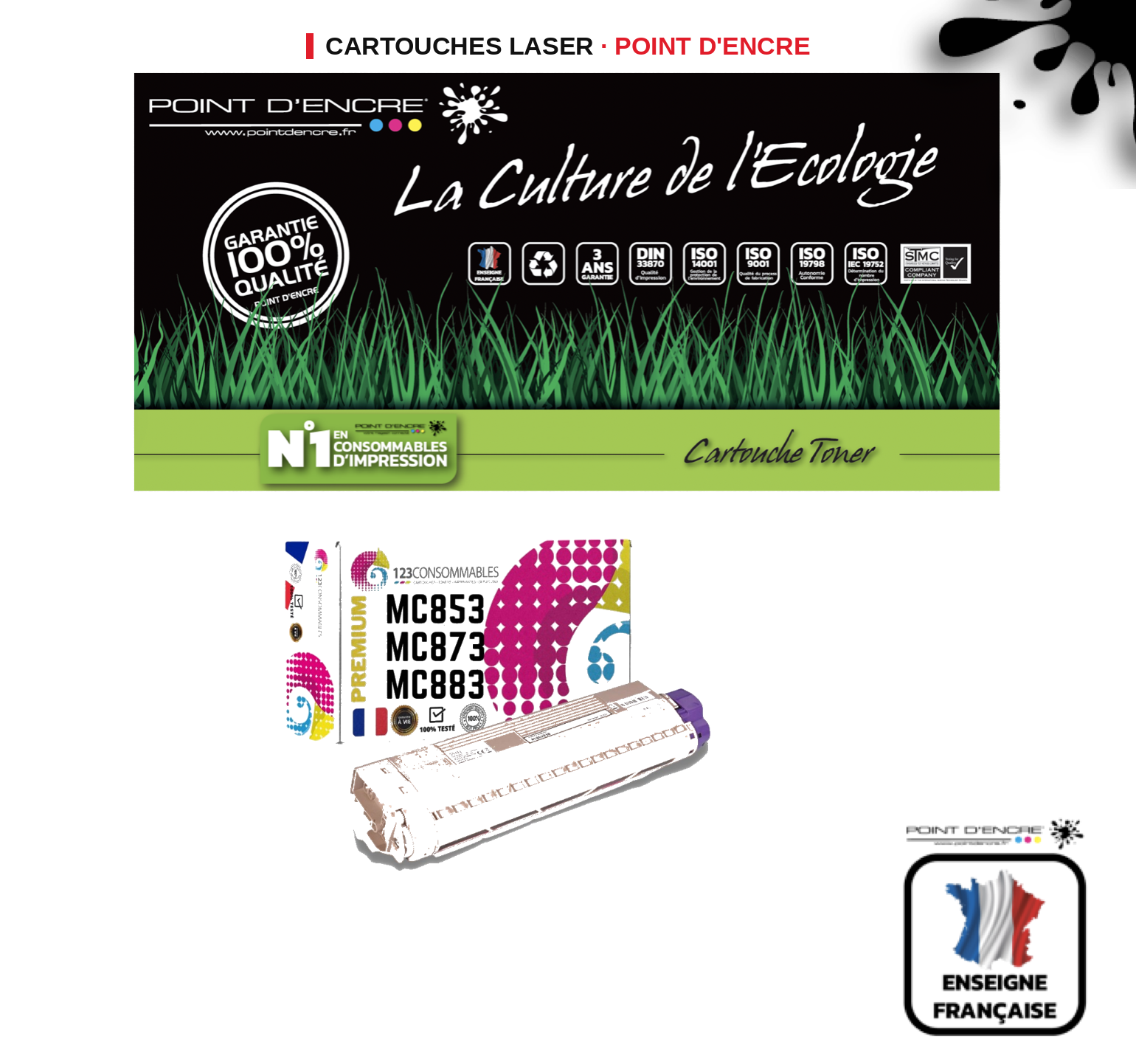 Cartouche laser POINT D'ENCRE Oki MC853 — MAGENTA