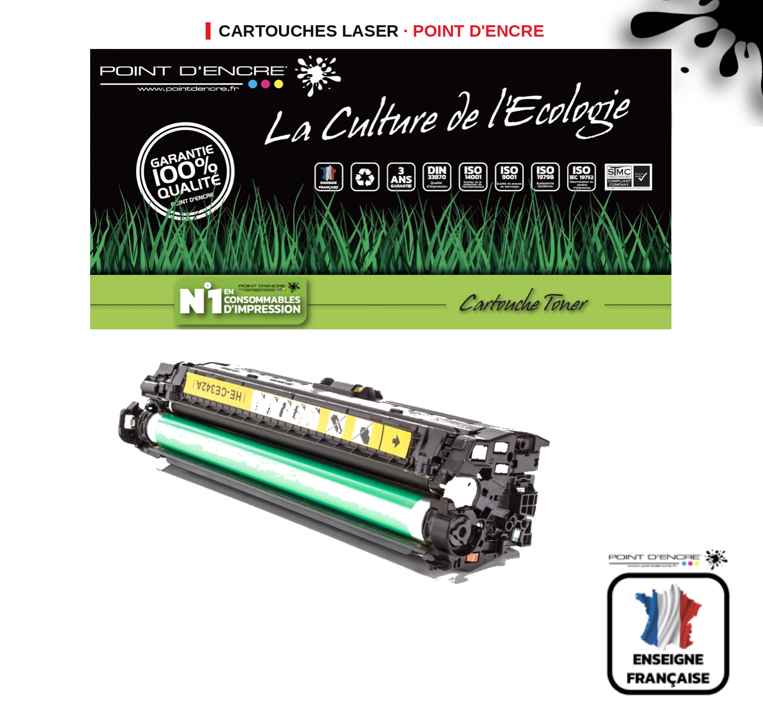 Cartouche laser POINT D'ENCRE Hp 651A — JAUNE