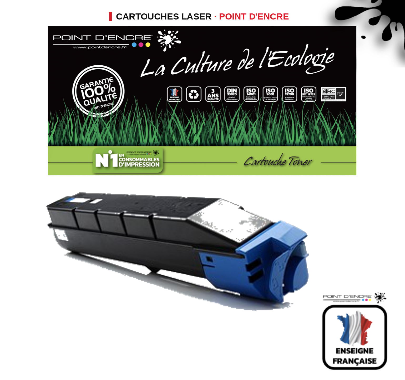 Cartouche laser POINT D'ENCRE Kyocera TK8505 — CYAN